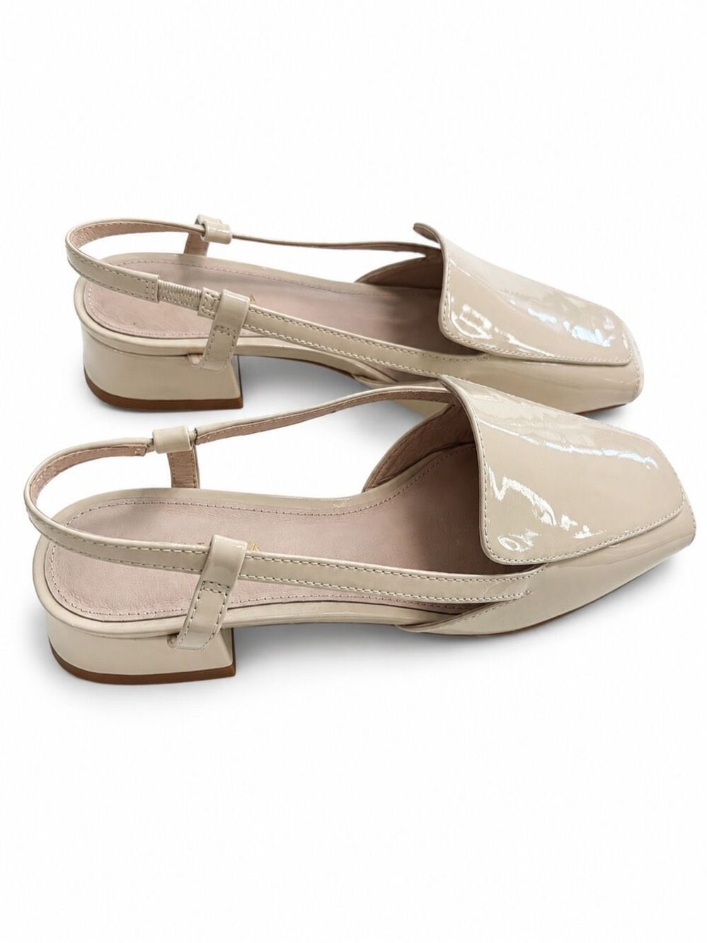 Cecelia New York Cream Patent Leather Slingback Loafer Flats Shoes Size 6